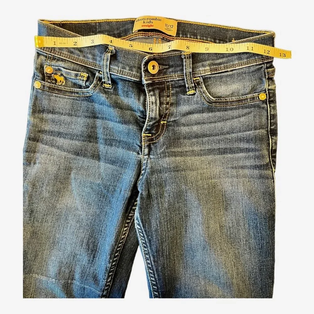Abercrombie Kids Straight Leg Blue Wash Stretch Denim Jeans Boys Size 11/12 - Picture 7 of 10